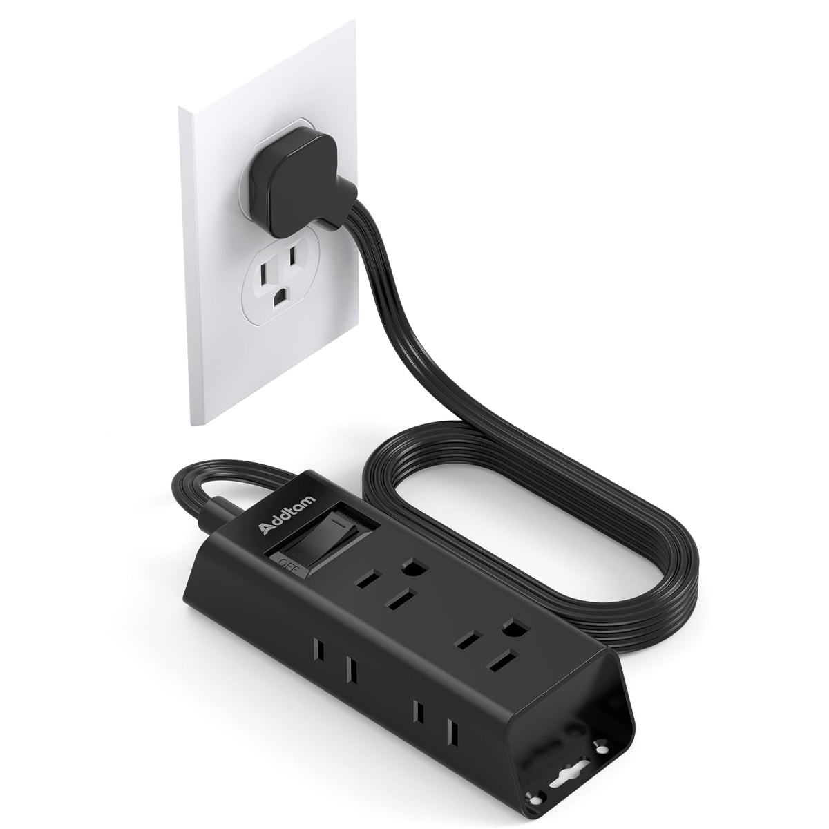 Addtam Flat Plug Extension Cord with 6 Outlet Extender for Cruise Travel