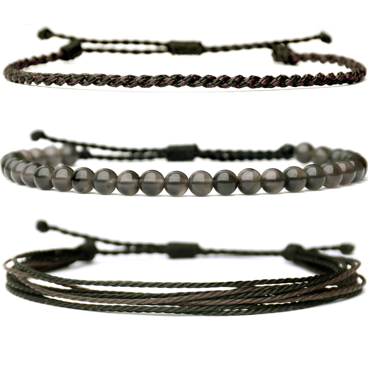 Mezcla Vida Handmade Natural Stone Beaded Healing Bracelet Gift for Men Adjustable Rope String Bracelet