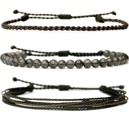 Mezcla Vida Handmade Natural Stone Beaded Healing Bracelet Gift for Men Adjustable Rope String Bracelet