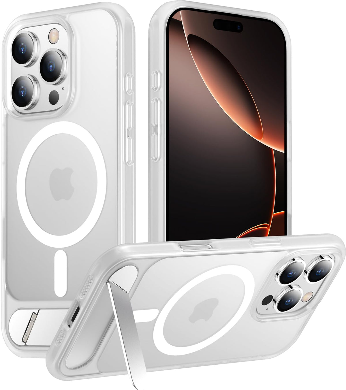Temdan Magnetic Compatible with iPhone 16 Pro Max Case, [Built-in Invisible Kickstand][Compatible with MagSafe] [Military Grade Shockproof] Slim Translucent Matte Phone Case for iPhone 16 Pro Max 6.9"