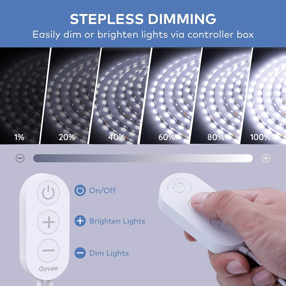 Govee Warm White LED Strip Lights 16.4ft with Control Box, 3000K, Dimmable
