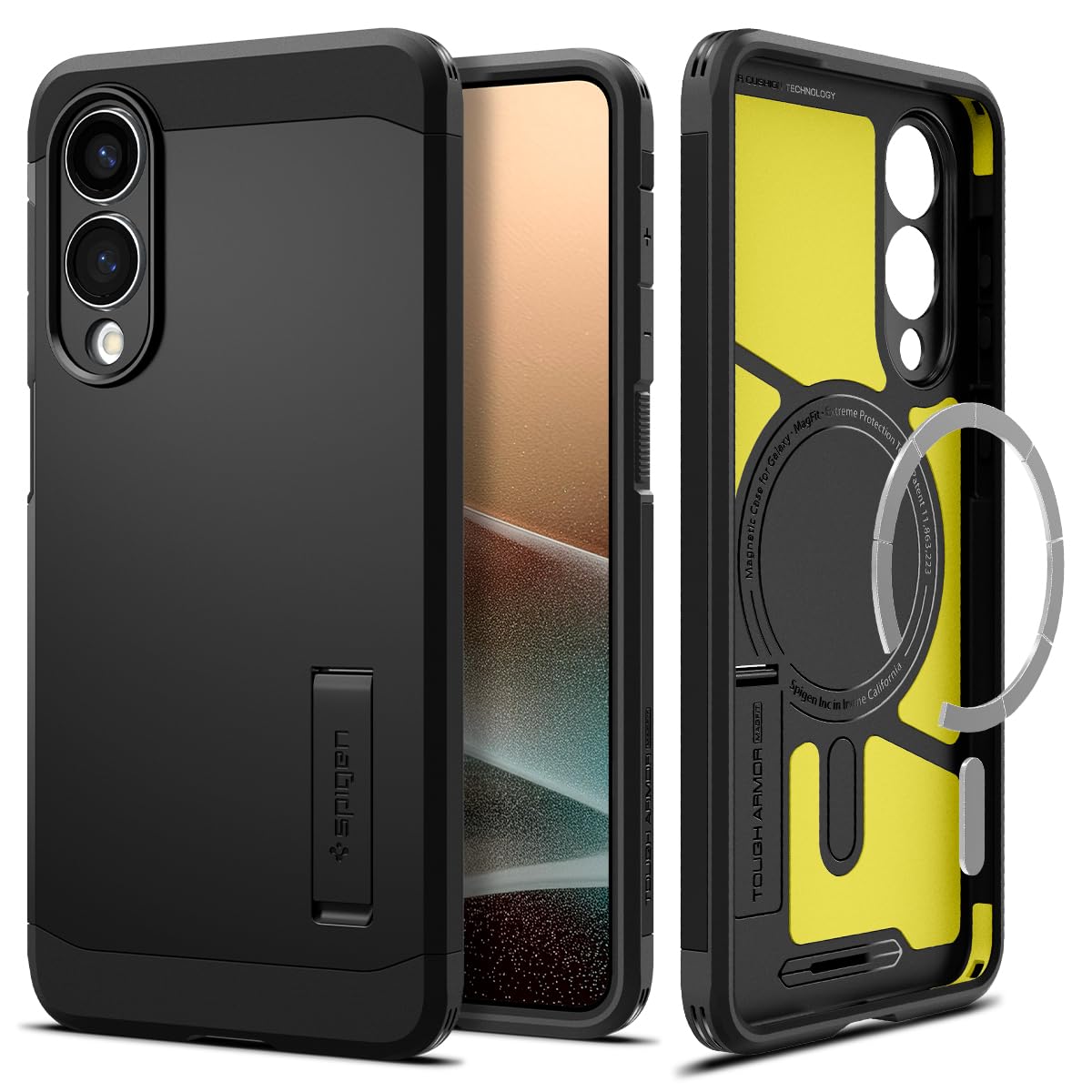 Spigen for Galaxy S26 Case, Tough Armor MagFit [Kickstand] [Compatible with MagSafe] [Military-Grade Protection] - Black