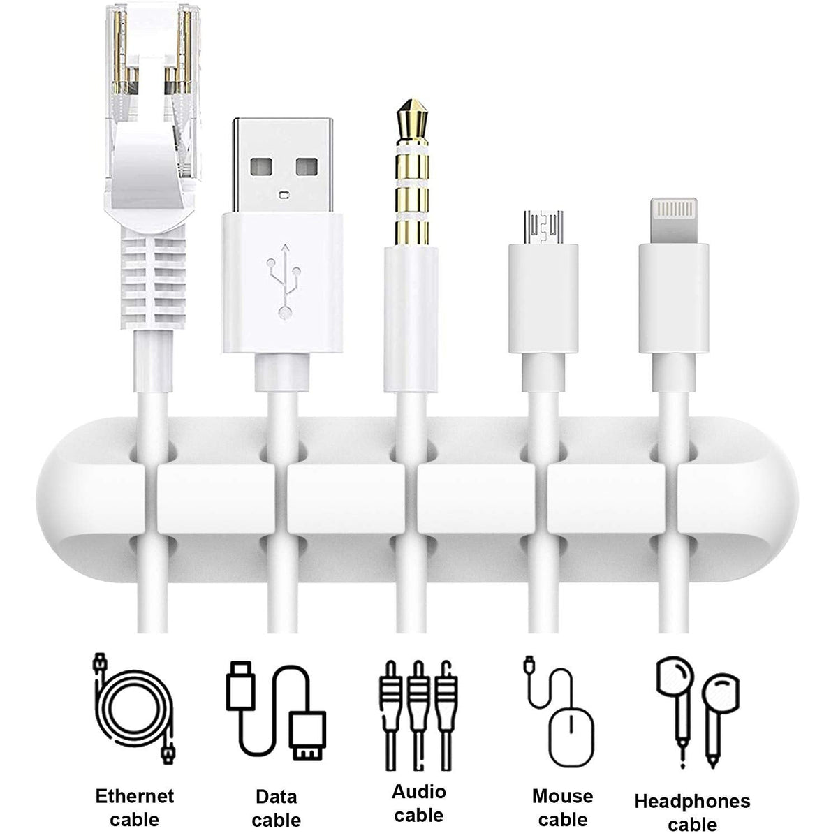 Cord Organizer for Desk, White Cable Organizer Cable Clips 2 Pack