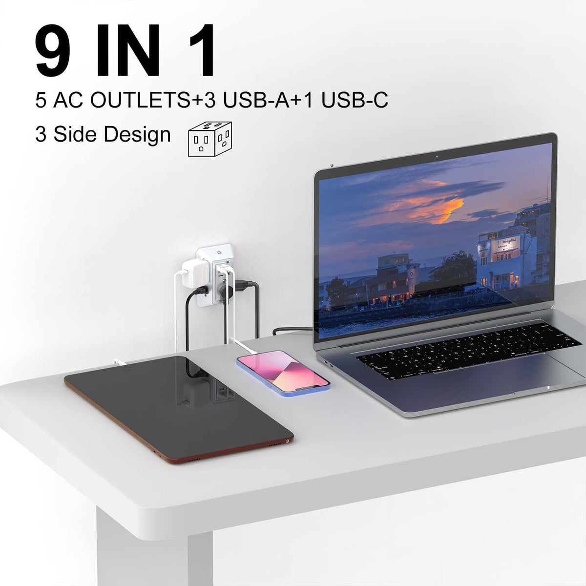 Surge Protector, QINLIANF 5 Outlet Extender with 4 USB Ports(2USB-C)