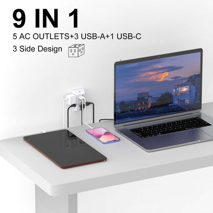 Surge Protector, QINLIANF 5 Outlet Extender with 4 USB Ports(2USB-C)