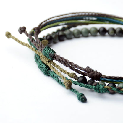 Mezcla Vida Handmade Natural Stone Beaded Healing Bracelet Gift for Men Adjustable Rope String Bracelet