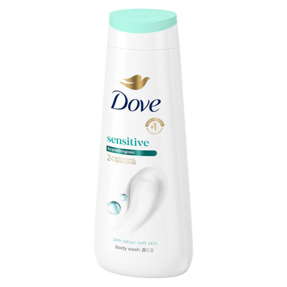 Dove Sensitive Skin Body Wash, 24hr Lotion-Soft Skin, 30.6 oz