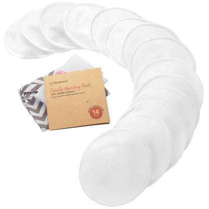 Organic Nursing Pads, 14 Washable Breast Pads,Wash Bag (Neutrals, XL 5.6")