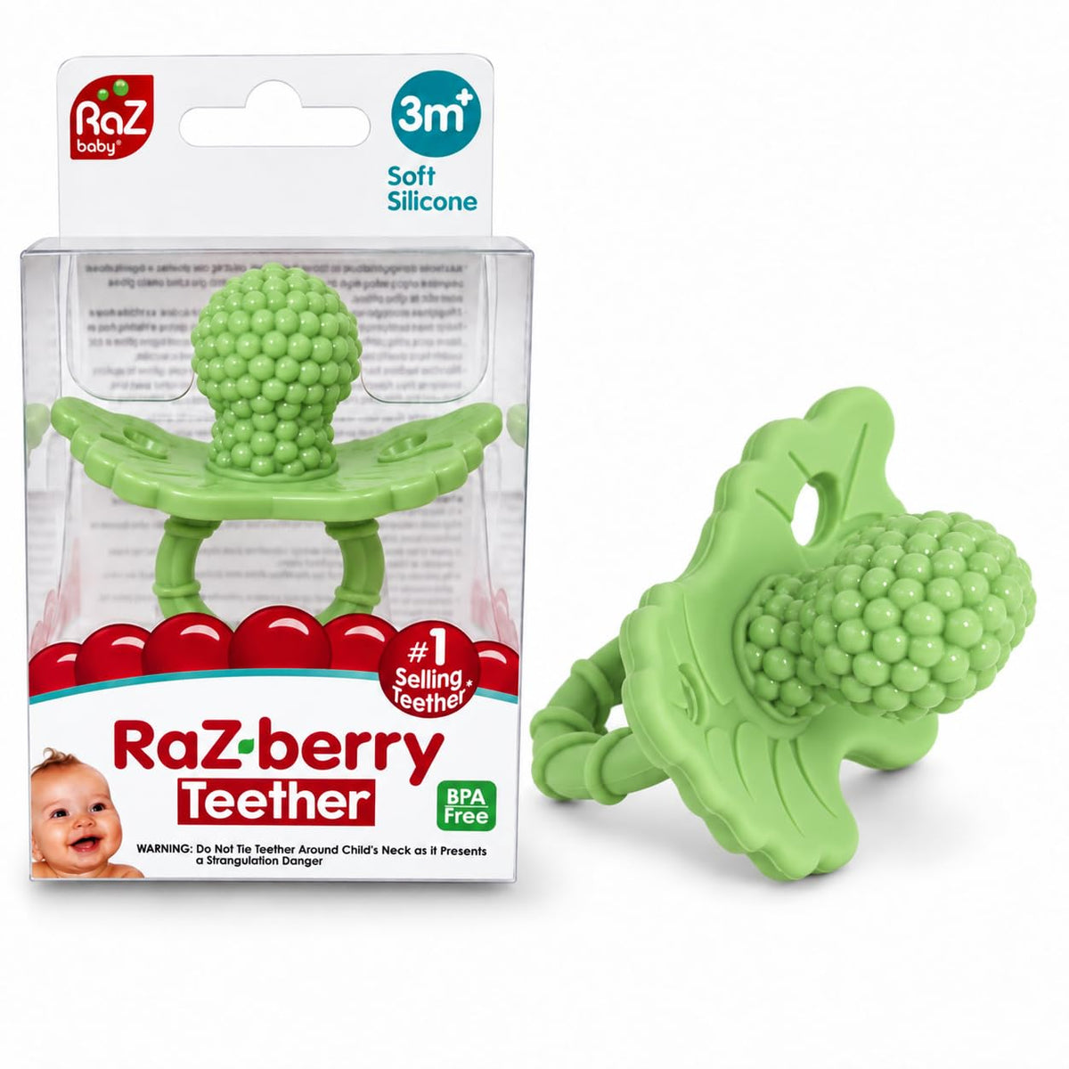 RaZbaby RaZberry Silicone Teether Pacifier – Teething Relief for Infants, Food-Grade, Hands & BPA Free, Natural Berrybumps Fruit Texture for Sensory Development, Freezable, 2-Pack - Lavender & Pink