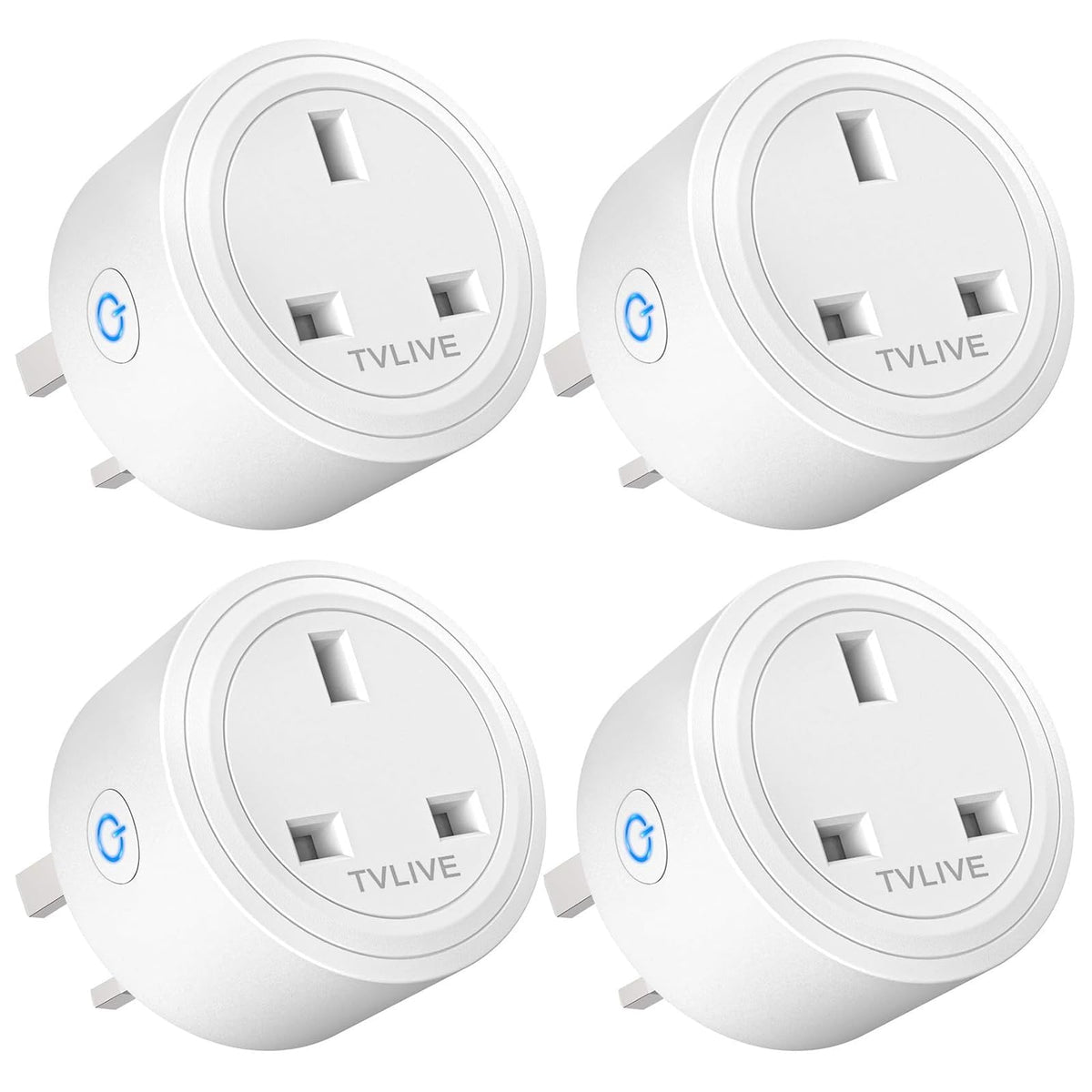 Smart Plug, TVLIVE 4 Pack Smart Plugs Work that with Alexa (Echo/Echo Dot), Google Home Voice Control, Energy Monitoring, Remote Control, Timer & Schedule Function, Device Sharing, Wifi Plug Socket UK