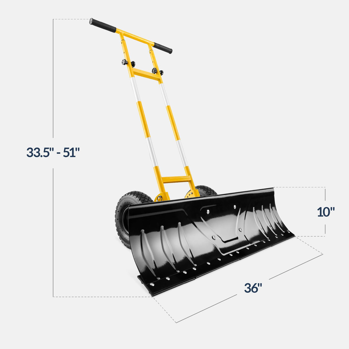 Best Choice Products 36in Heavy-Duty 2-Wheel Snow Pusher Hand Plow - Black
