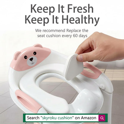Potty Training Toilet for Toddlers, 2-in-1 Potty Training seat, Anti-Slip (Chocolate, Bear)