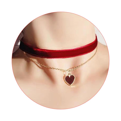 Halloween Heart Necklace for Women Vampire Raven Choker Necklace