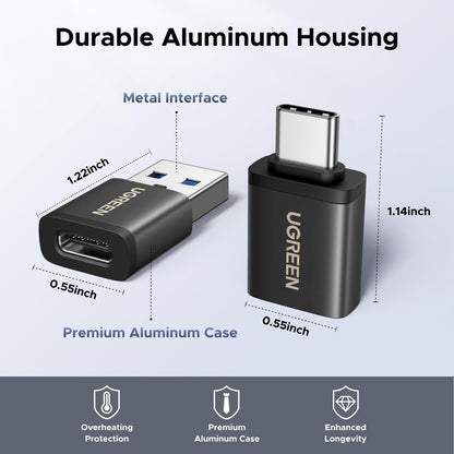 UGREEN USB to USB C Adapter Combo 4-Pack, 10Gbps USB C Converter Space Gray