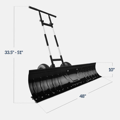Best Choice Products 36in Heavy-Duty 2-Wheel Snow Pusher Hand Plow - Black