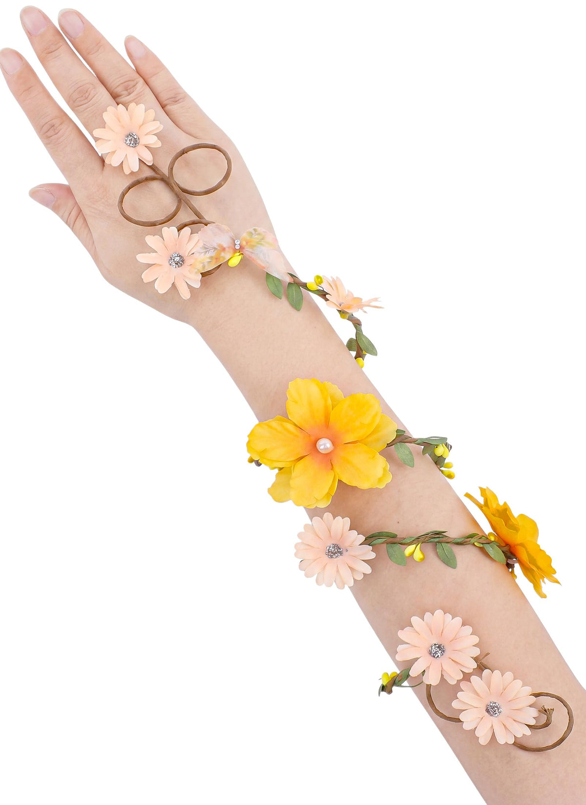FRESHME Renaissance Fairy Floral Arm Wrap - 1 PC Elf Bracelet Mother Nature Costume Poison Ivy Costume Renfaire Accessories