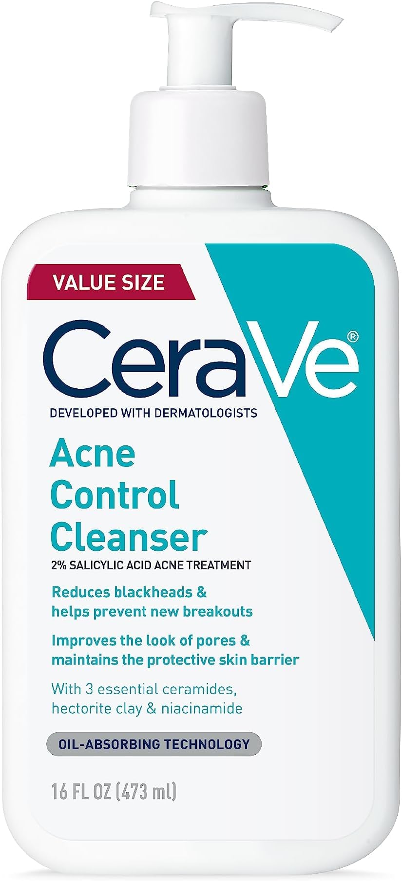 CeraVe Acne Control Cleanser, Face Wash with 2% Salicylic Acid, 8 oz