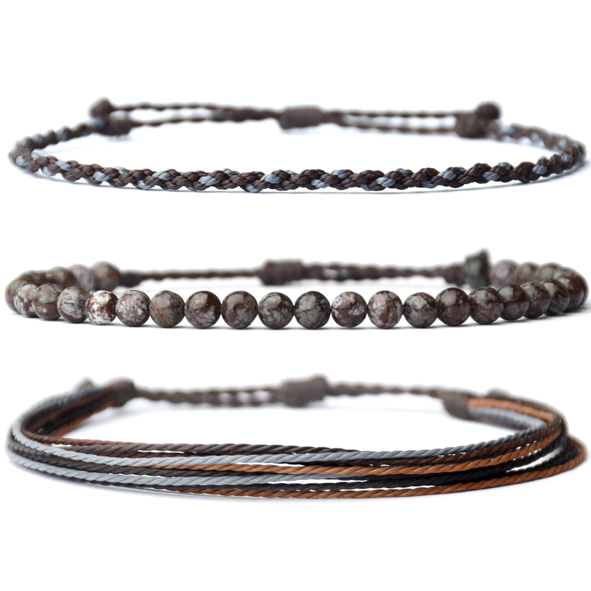 Mezcla Vida Handmade Natural Stone Beaded Healing Bracelet Gift for Men Adjustable Rope String Bracelet