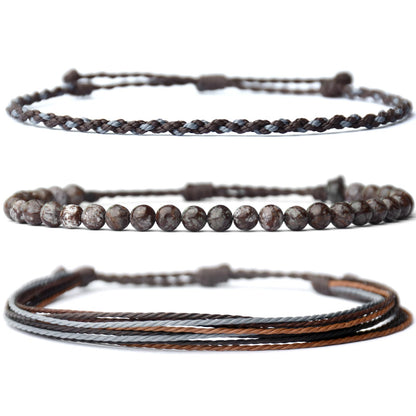 Mezcla Vida Handmade Natural Stone Beaded Healing Bracelet Gift for Men Adjustable Rope String Bracelet