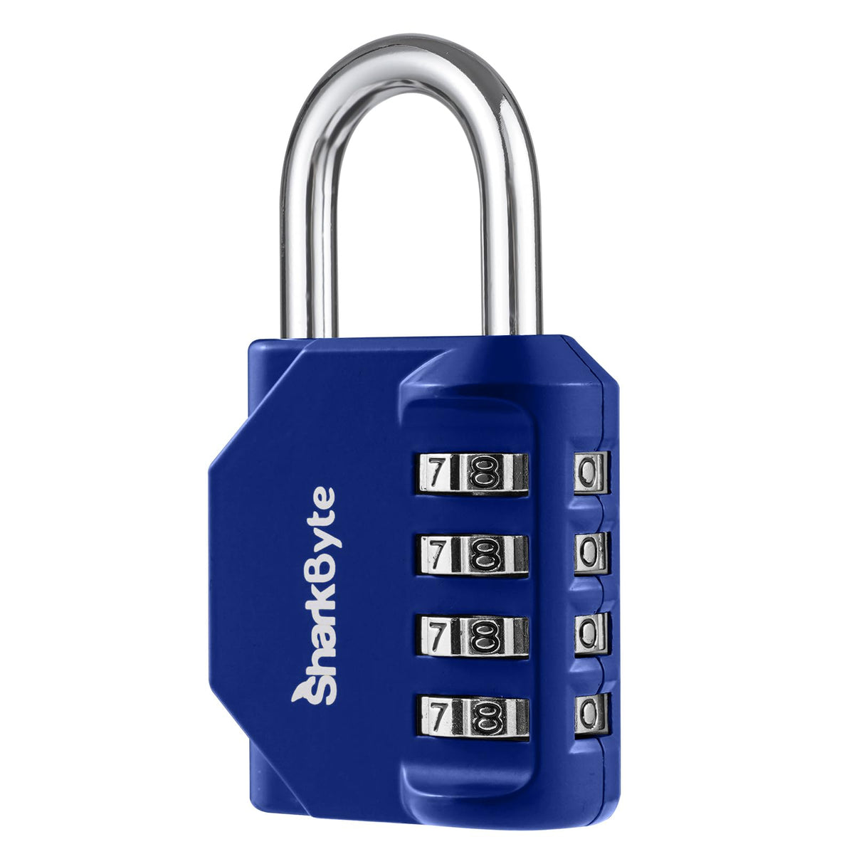 SharkByte Heavy Duty Combination Padlock – 4-Digit Weatherproof Outdoor Lock with Stainless Steel Shackle, Anti-Rust Resettable Code for Gym, School, Locker, Shed, Toolbox, Gate & Warehouse - Purple