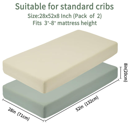 GUNTAIL Baby Crib Sheets for Boys Girls, 2 Pack Fitted Crib Sheet for Standard Crib and Toddler Mattress, Soft Microfiber Baby Sheet 52x28x8in. (Love & Pink)