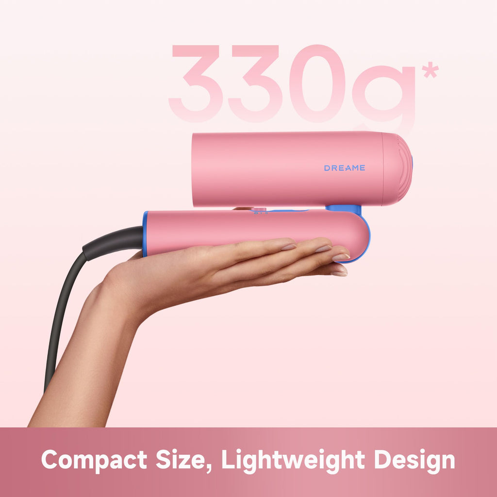 Dreame Pocket Cake Dual Voltage Hair Dryer with Diffuser, Travel Blow Dryer