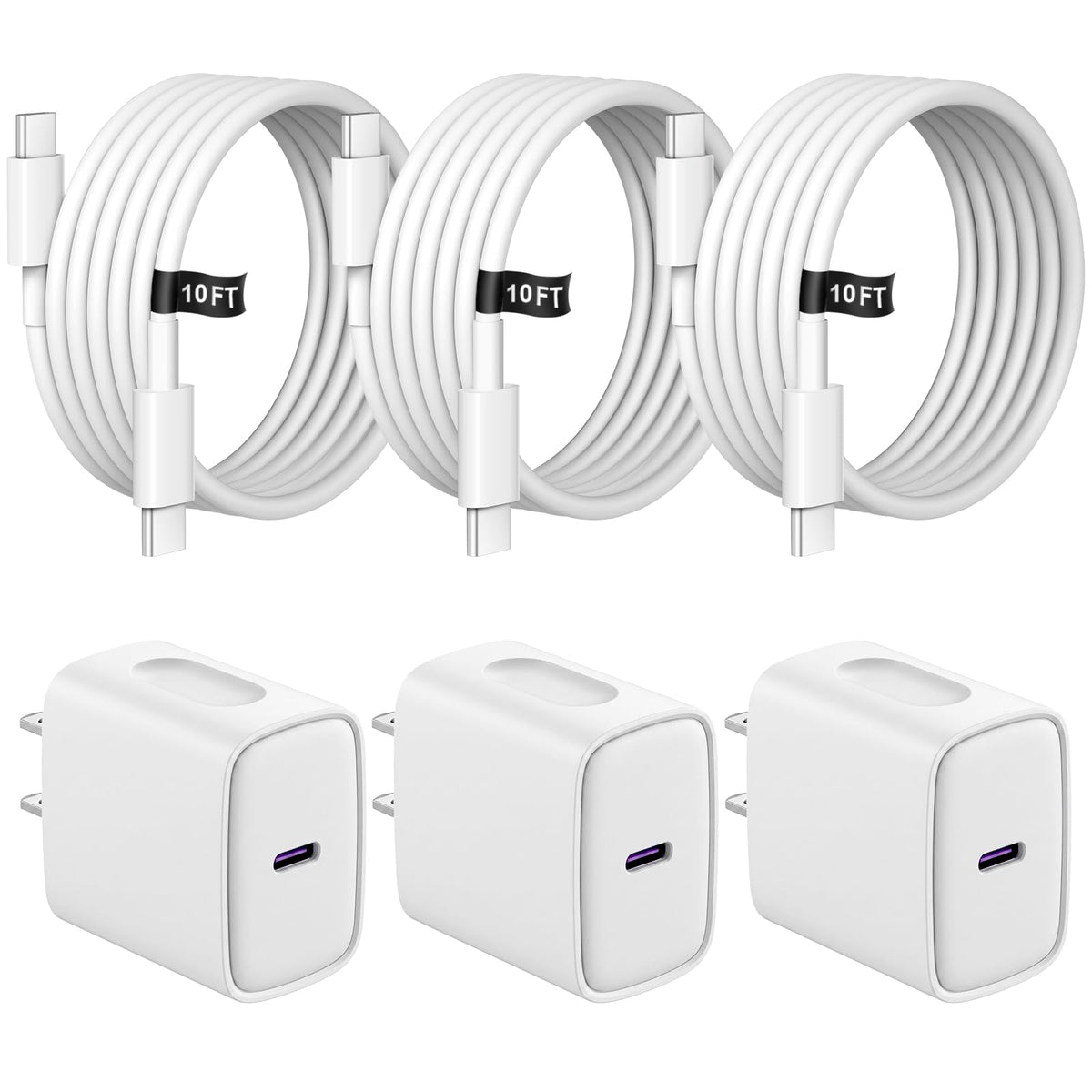 iPhone 18 17 16 15 Charger Fast Charging 3 Pack USB C Charger Block