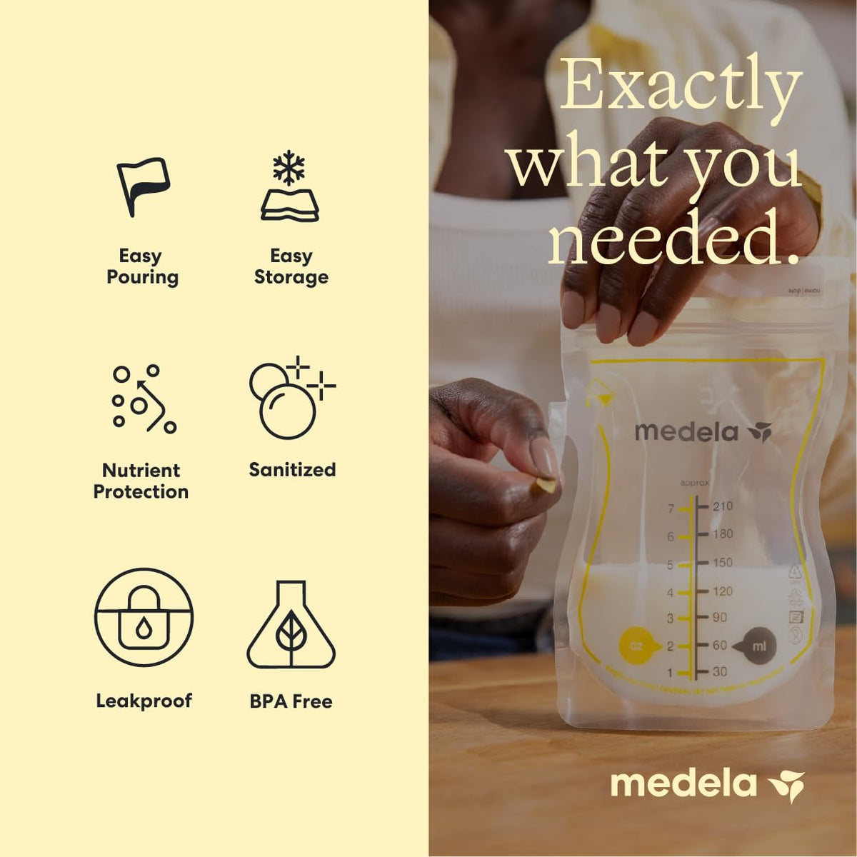 Medela Easy Pour Breast Milk Storage Bags, 200 Count, 7 oz/210 ml