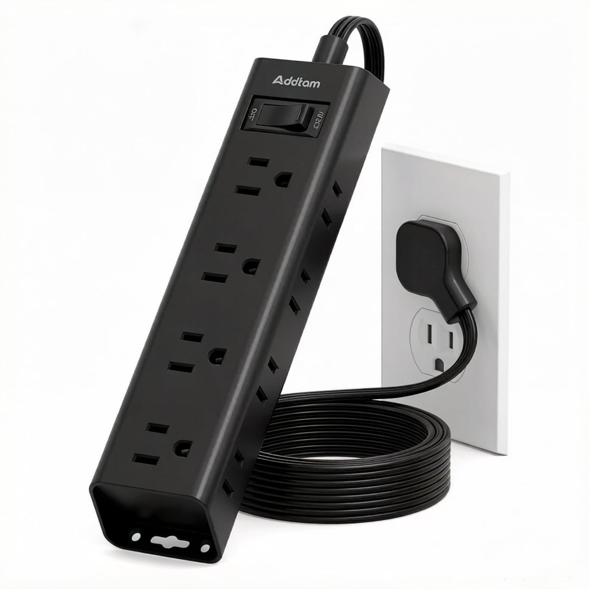Flat Plug Power Strip, Ultra Thin Flat Extension Cord - 12 Outlets 3 Sides