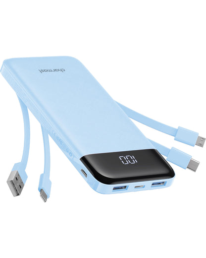 charmast Portable Charger Power Bank with Reinforced Built-in 4 Cables