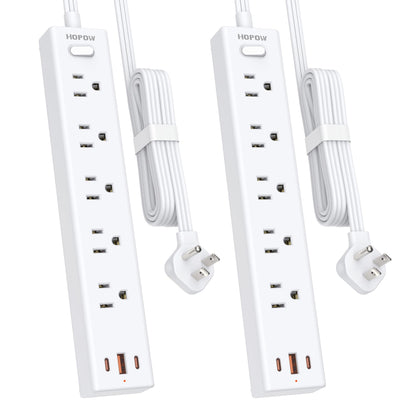 5 Outlets 2 Prong Power Strip with 3USB, 6FT Extension Cord for Old House
