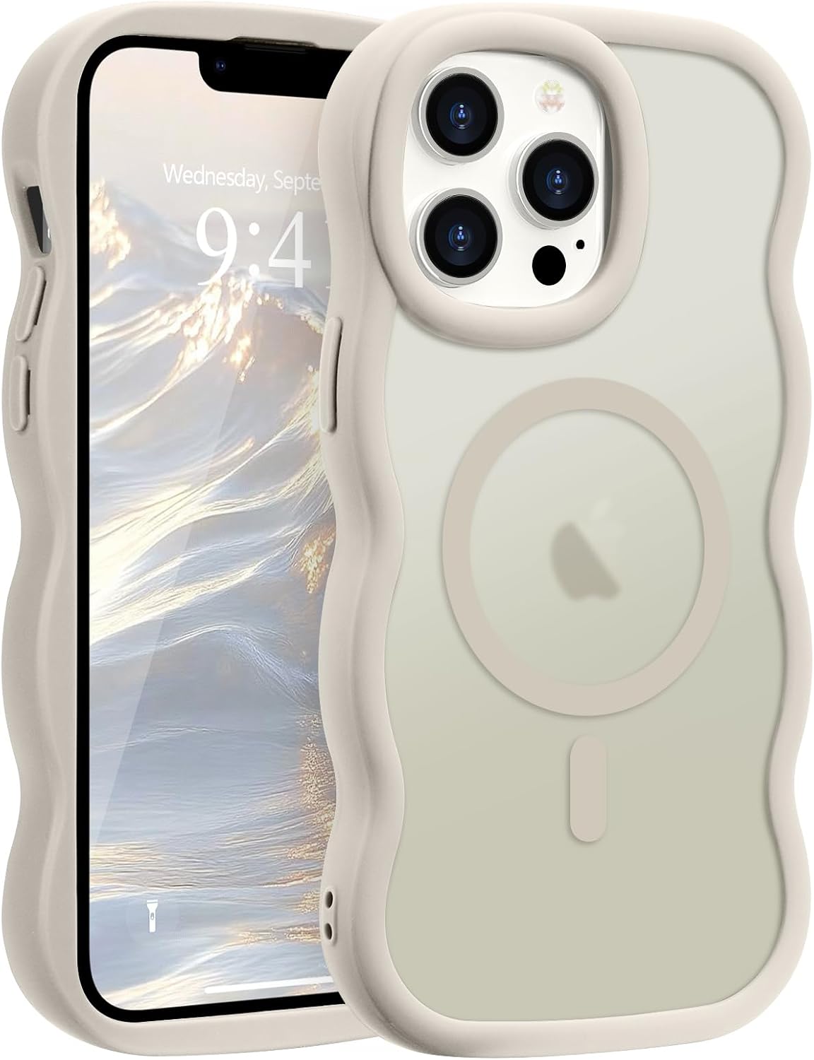 Pepmune for iPhone 16 Pro Max Case Curly Wavy Frame Translucent, Burgundy