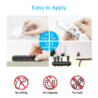 Cord Organizer for Desk, White Cable Organizer Cable Clips 2 Pack