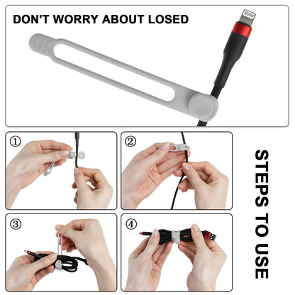 Silicone Cable Ties, Cord Organizer Cable Management,2Sizes-Grey