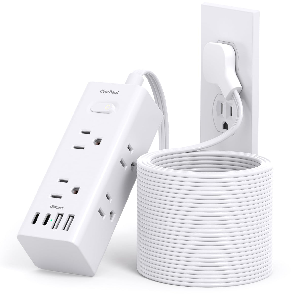 One Beat 5Ft Extension Cord with Multiple Outlets,Flat Plug Power Strip