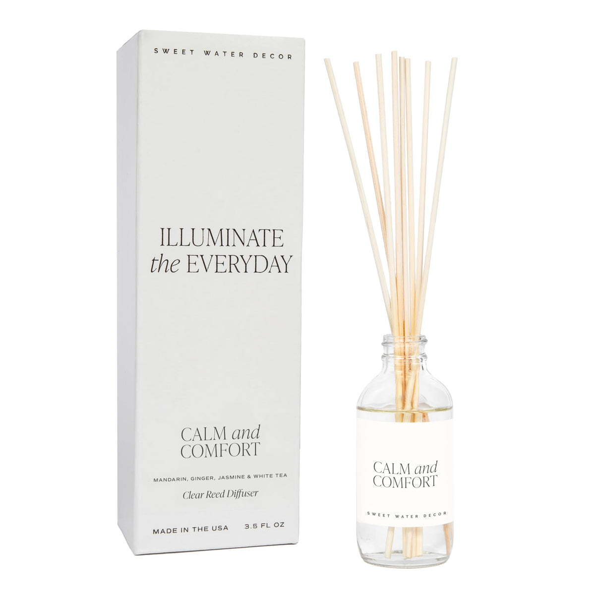 Sweet Water Decor Spa Day Reed Diffuser Set - Sea Salt, Jasmine, Wood, and Cream Scented Diffuser - Relaxing Spa Scent Diffusers for Home, Long Lasting Fragrance, Made in the USA