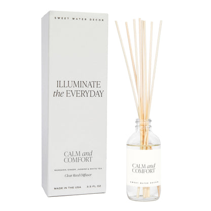 Sweet Water Decor Spa Day Reed Diffuser Set - Sea Salt, Jasmine, Wood, and Cream Scented Diffuser - Relaxing Spa Scent Diffusers for Home, Long Lasting Fragrance, Made in the USA