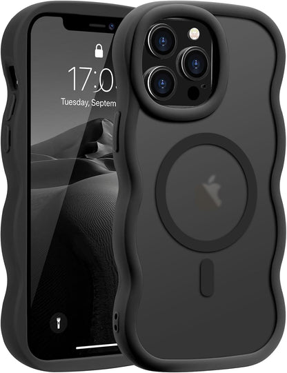 Pepmune for iPhone 16 Pro Max Case Curly Wavy Frame Translucent, Burgundy