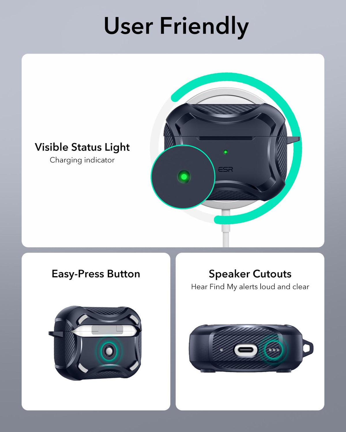ESR for AirPods Pro 2 Case, Compatible with MagSafe, Cyber Series, Black
