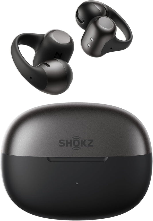 SHOKZ OpenDots 2 Open-Ear Clip-On Earbuds, Black, Dolby Audio, 3 Mics