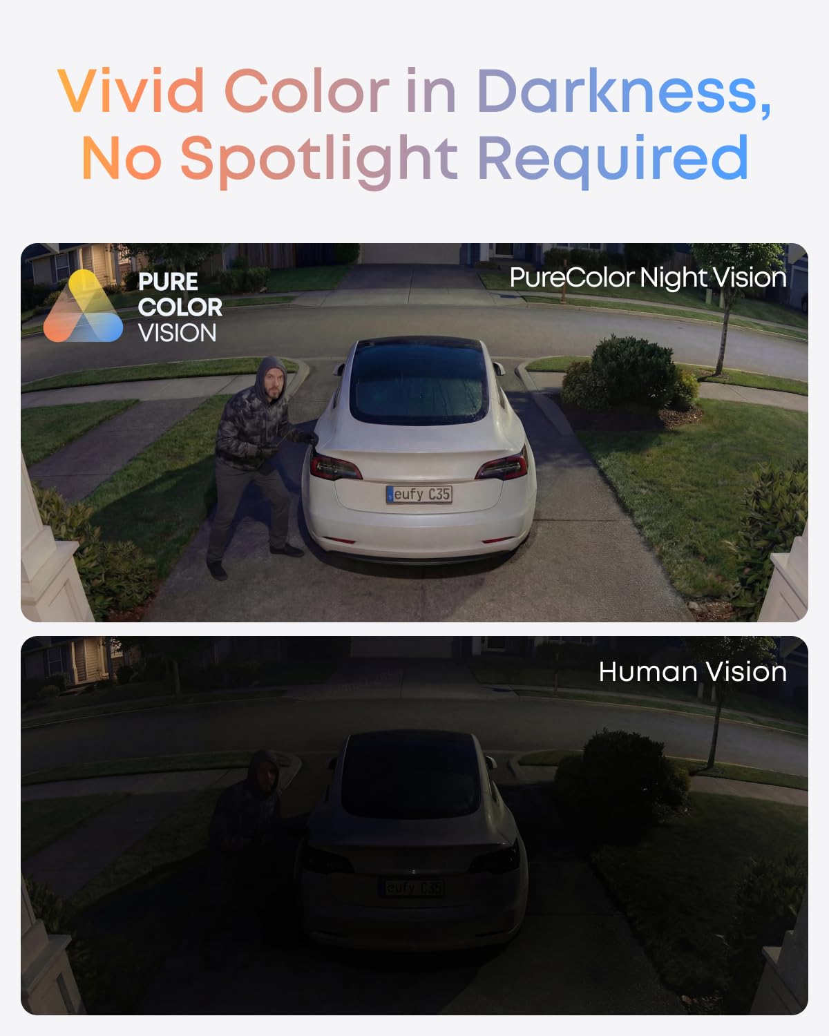 eufy Security Indoor/Outdoor Camera C35, Spotlight-Free Color Night Vision