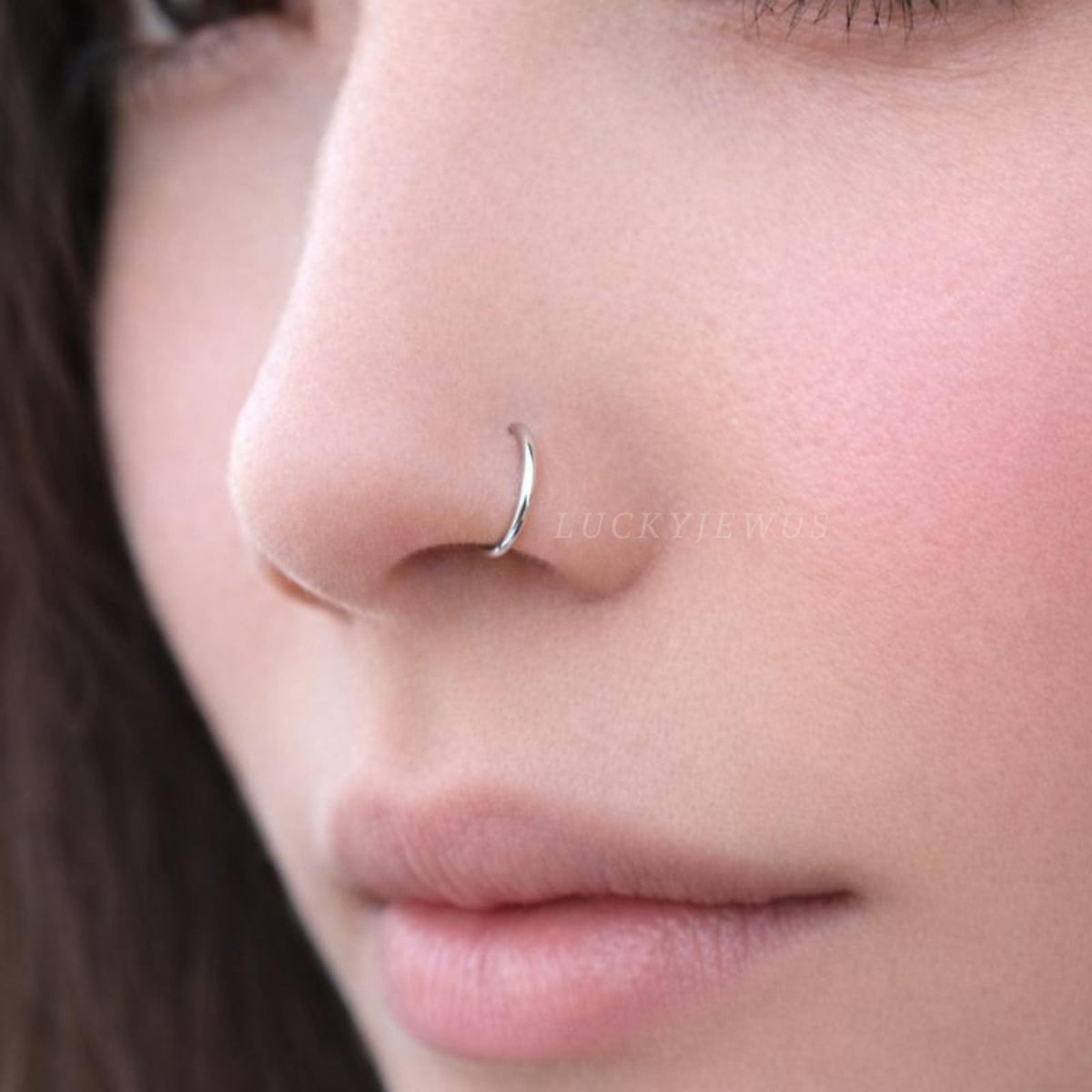 Small Thin Gold Nose Ring Hoop for Women, 20G/22G/24G, 5mm/6mm/7mm/8mm