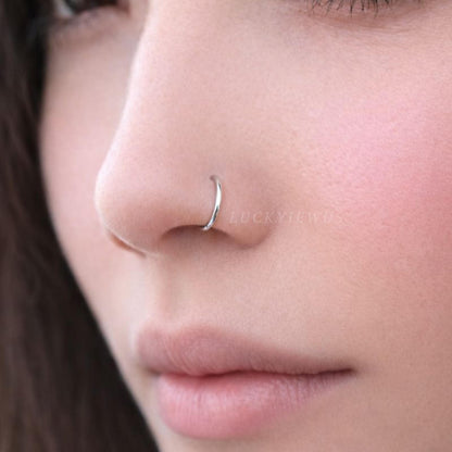Small Thin Gold Nose Ring Hoop for Women, 20G/22G/24G, 5mm/6mm/7mm/8mm