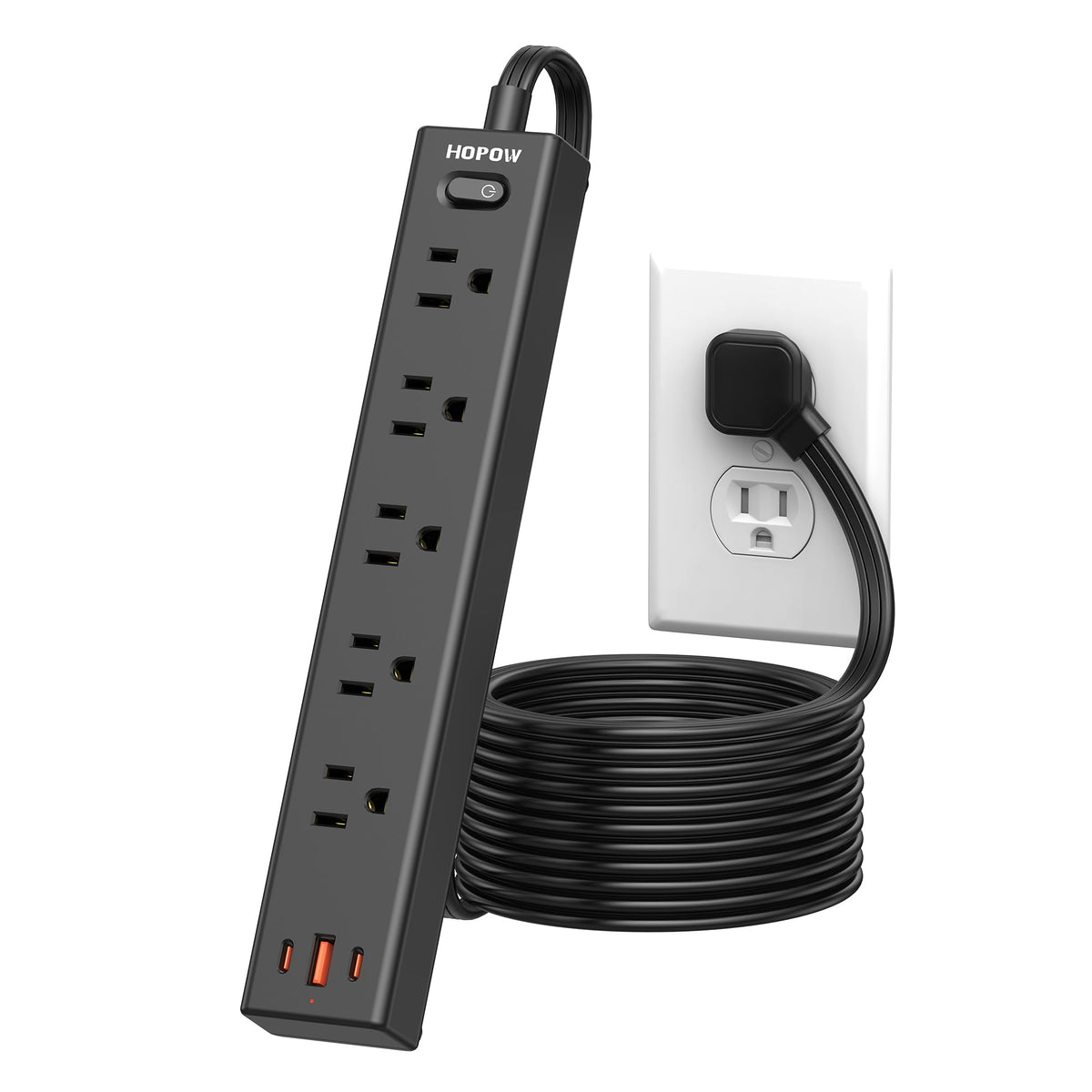 5 Outlets 2 Prong Power Strip with 3USB, 6FT Extension Cord for Old House