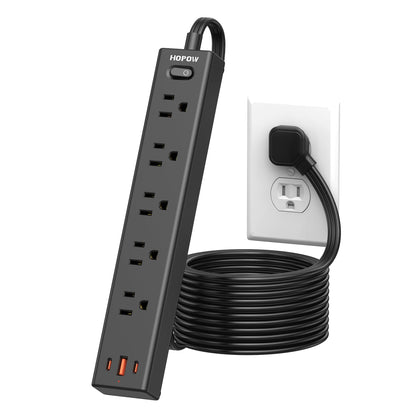 5 Outlets 2 Prong Power Strip with 3USB, 6FT Extension Cord for Old House