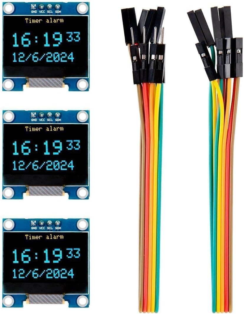 ELEGOO 0.96 Inch OLED Display Screen Module, Self-Luminous, SSD1306, 3PCS