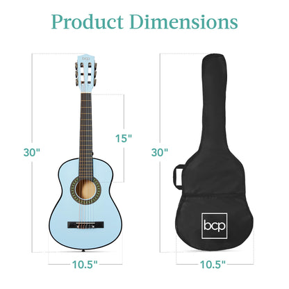Best Choice Products 30in Kids Acoustic Guitar, All-in-One Beginner Starter Kit w/Strap, Case, Extra Strings, Rosette Inlay - Pink
