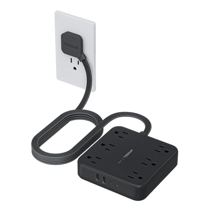 TESSAN Surge Protector Power Strip, 5Ft Flat Plug Extension Cord, White