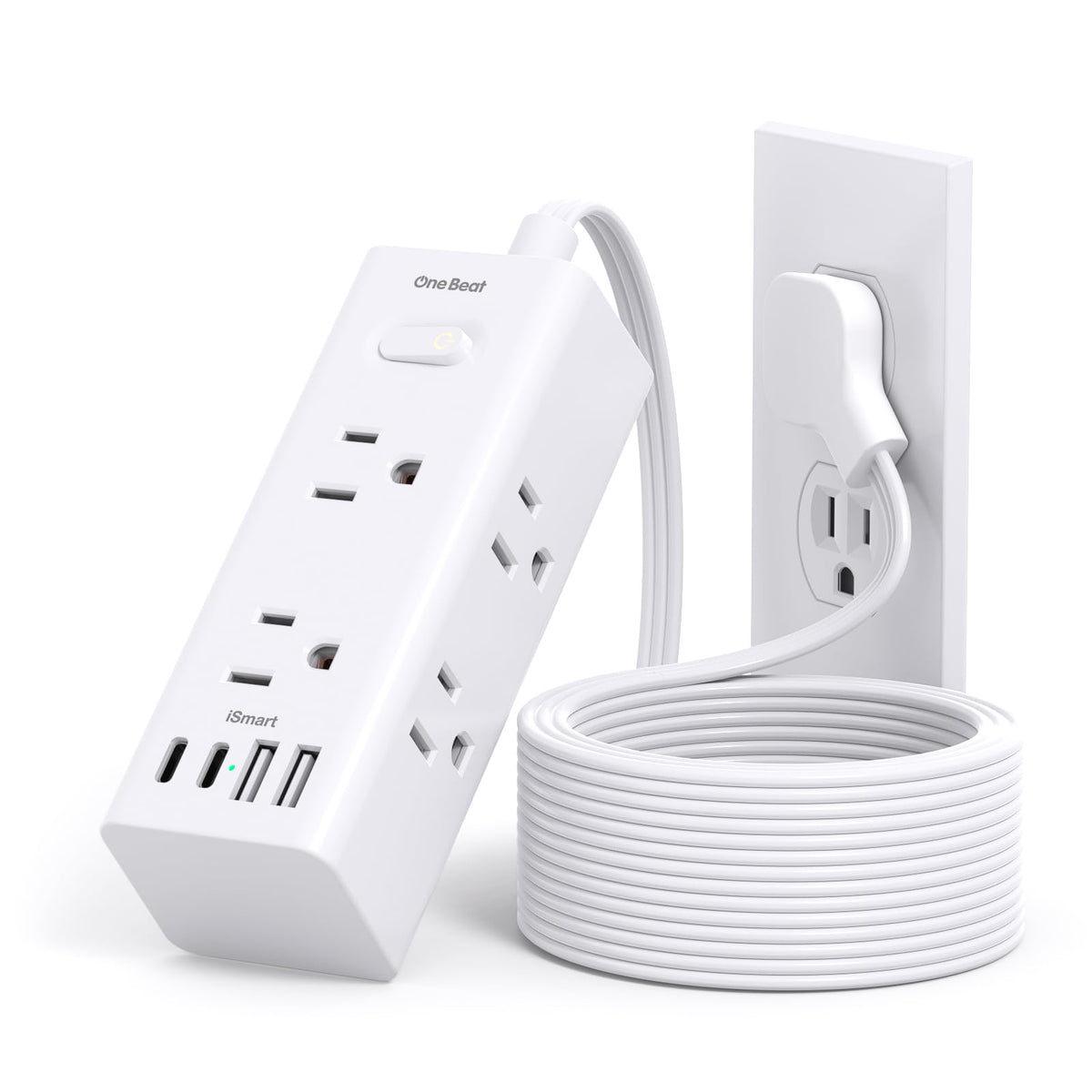 One Beat 5Ft Extension Cord with Multiple Outlets,Flat Plug Power Strip