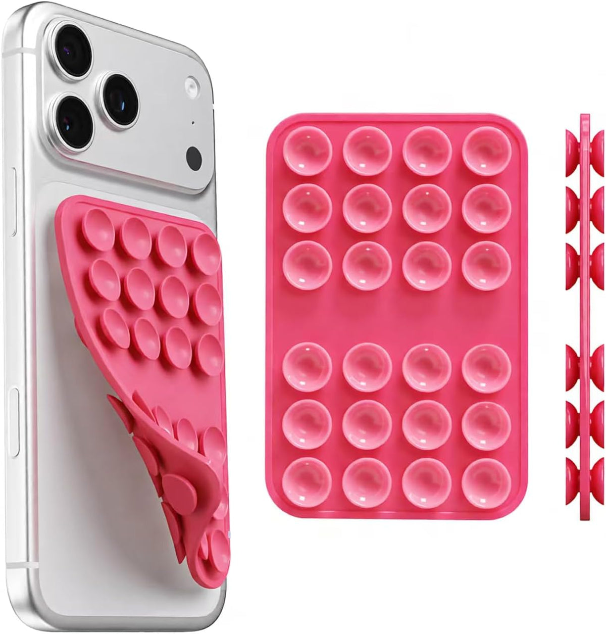 Upgraded Double Sided Silicone Suction Phone Case Detachable Mount, White